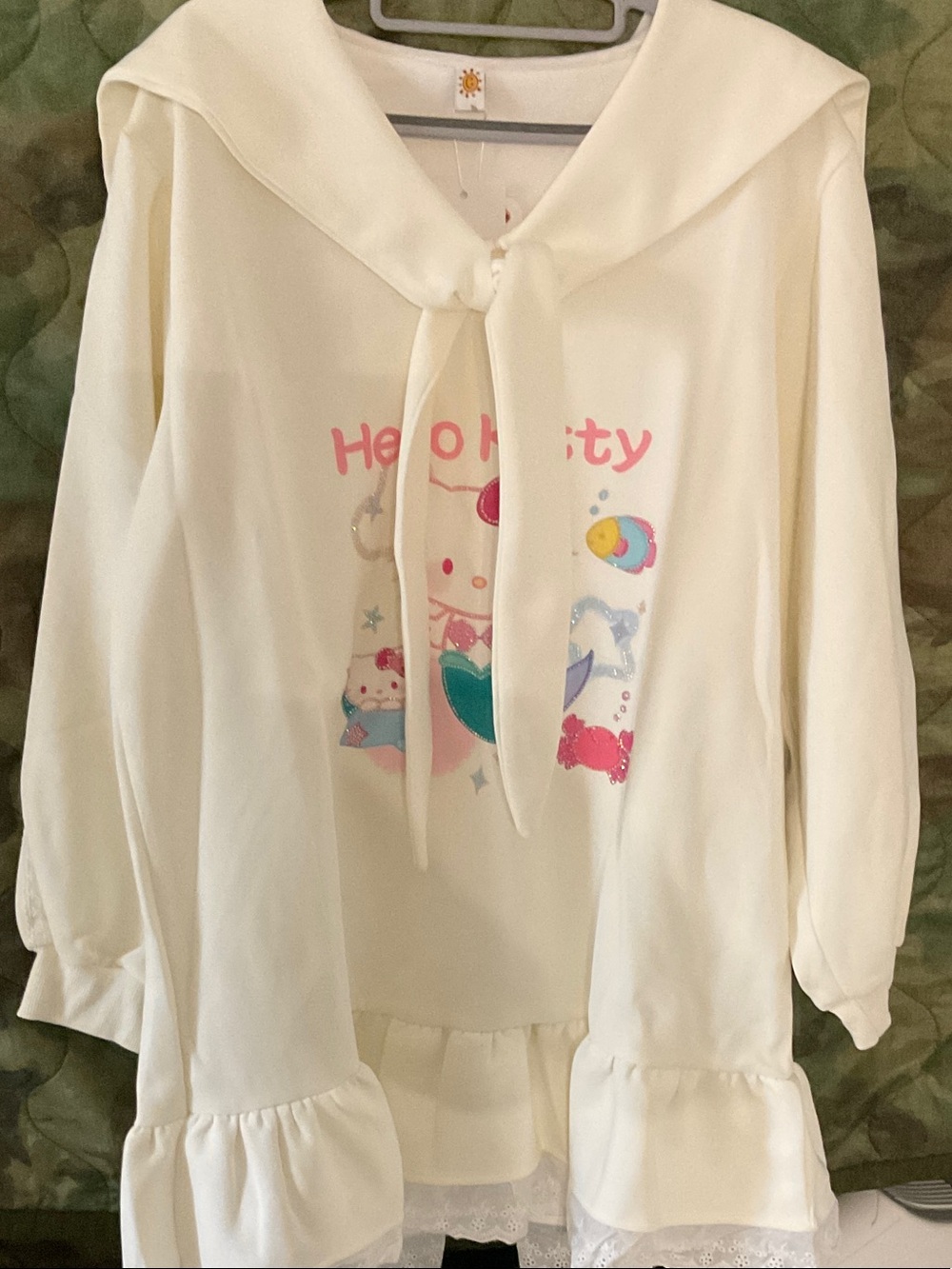 Kids White Sailor Collar mini dress with Hello Kitty